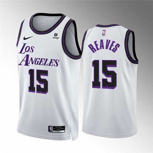 Men%27s Los Angeles Lakers #15 Austin Reaves White City Edition Stitched Basketball Jersey Dzhi->los angeles lakers->NBA Jersey